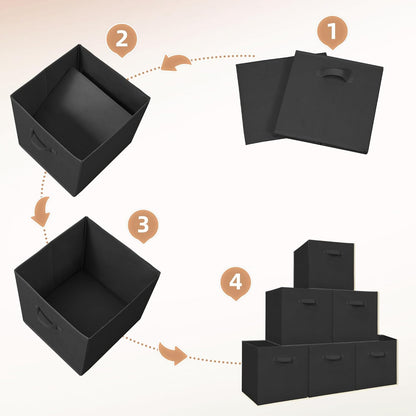 Storage Maniac Storage Cubes - 13-Inch Collapsible Bins with Handles | 4-Pack Durable Black Fabric Bins for Organization