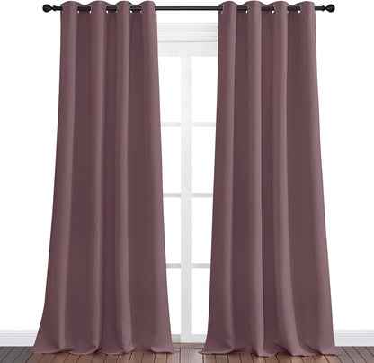 NICETOWN Blackout Curtains - Dry Rose Color, 90" Long, 55" Wide | Sound Reducing & Energy Efficient Panels for Modern Spaces