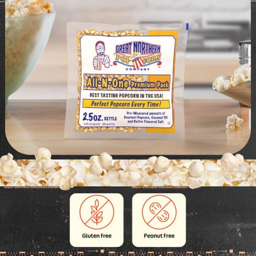 Great Northern Popcorn | 2.5oz Popcorn Machine Packets - Movie Theater Style Kernels, Salt & Oil (24 Count)