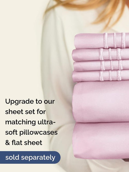 Extra Deep Cal King Fitted Sheet - Hotel Luxury Single Fitted Sheet Only - Easily Fits 18 inch to 24 inch Mattress - Ultra Soft, Wrinkle Free with Extra Deep Pockets - Breathable & Comfy - Light Pink