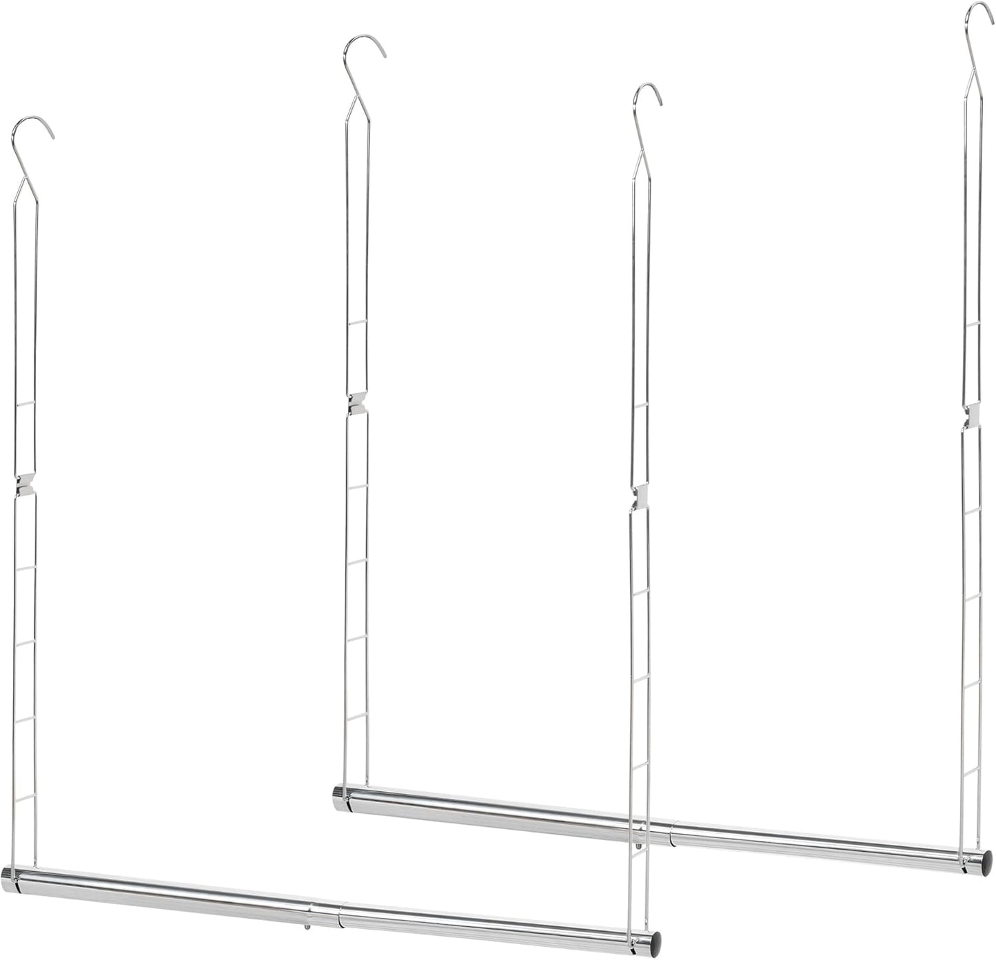 Storage Maniac Adjustable Closet Hanging Rod - Space-Saving Organizer for Clothes | 2 Pack Chrome