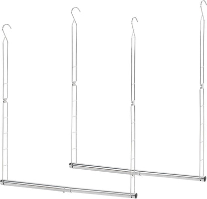 Storage Maniac Adjustable Closet Hanging Rod - Space-Saving Organizer for Clothes | 2 Pack Chrome