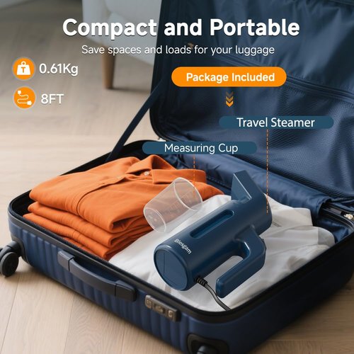 Blesgam Steamer for Clothes 180ML,Clothes Steamer, 40S Fast Heat-up Travel steamer
