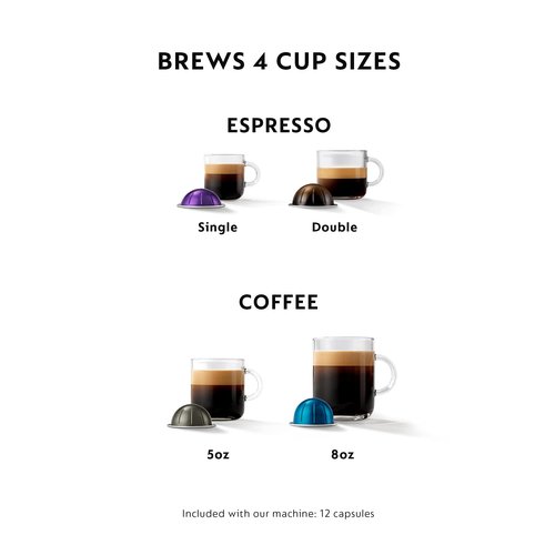 Nespresso Vertuo Plus Deluxe Coffee and Espresso Maker by De'Longhi, Matte Black, 3.8 Pounds