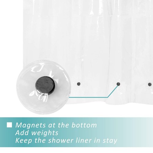 Mrs Awesome RV Stall Shower Curtain Liner with 3 Magnets 47 x 64 inch, Waterproof Thick PEVA Shower Liner for Bathroom 47x64, Clear