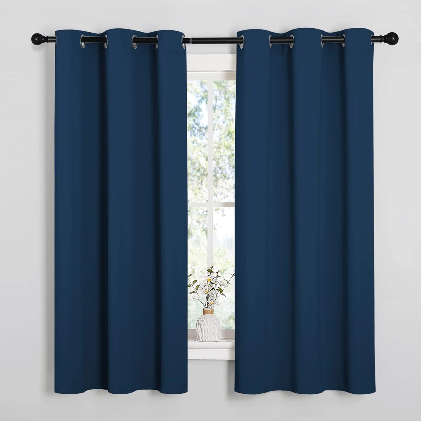NICETOWN Blackout Curtain Panels - Thermal Insulated Grommet Drapes for Basement | Moroccan Blue, 34x54" (1 Pair)