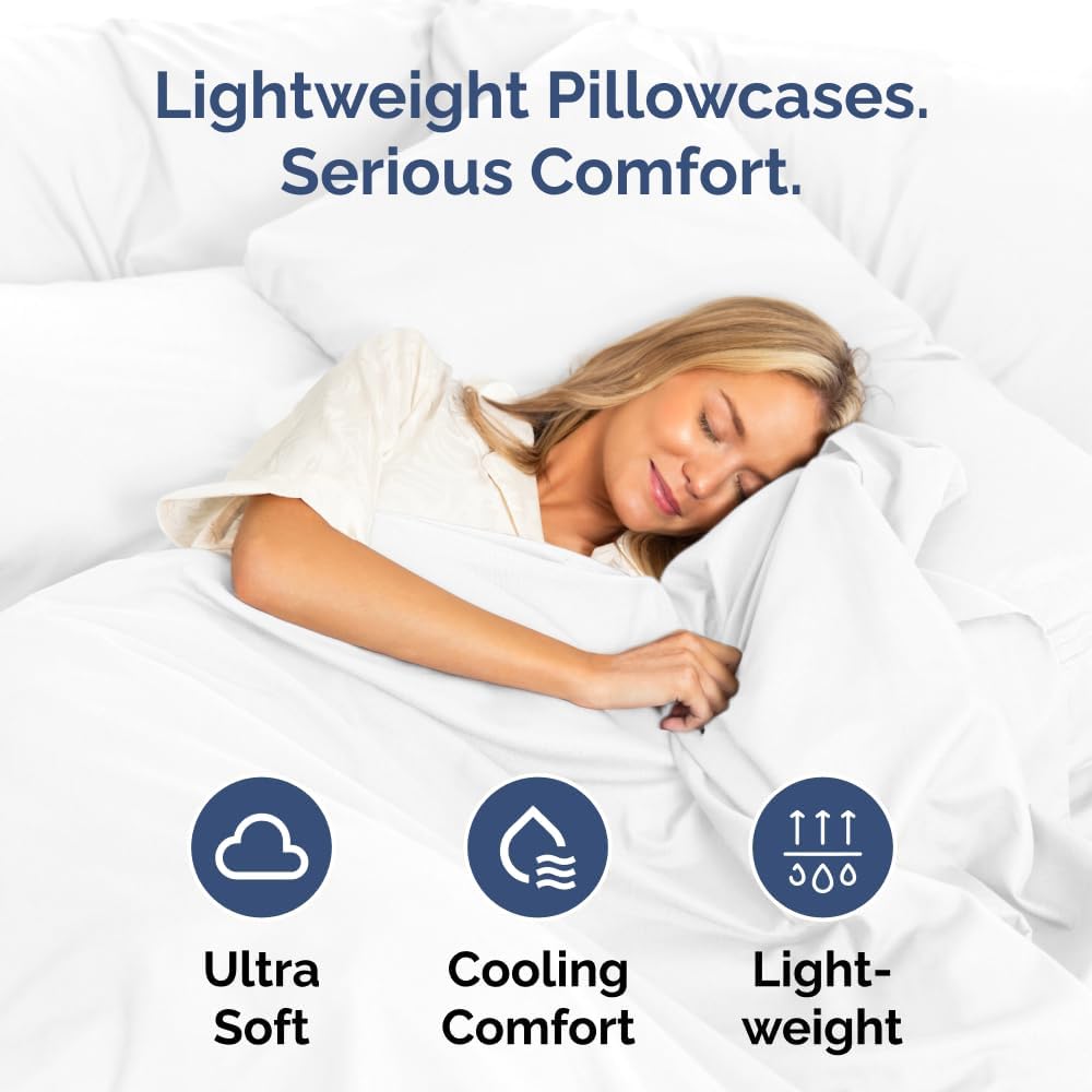 Skiennix Body Pillowcases Set of 4 | Soft 20x54 Long Pillow Covers for Comfortable Sleep - Machine Washable, Fade Resistant - White
