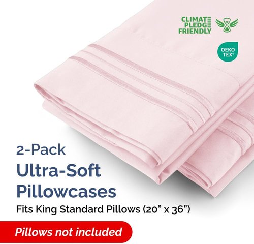King Standard Pillow Cases - Ultra-Soft Hotel Quality Covers | Comfy & Fade-Resistant | 2-Piece Set in Lavender Pink