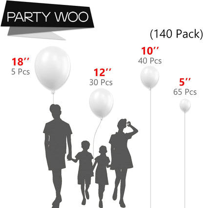 PartyWoo White & Red Balloons - 280 Pcs in 18/12/10/5 Inch Sizes | Perfect for Classic Arch Decor