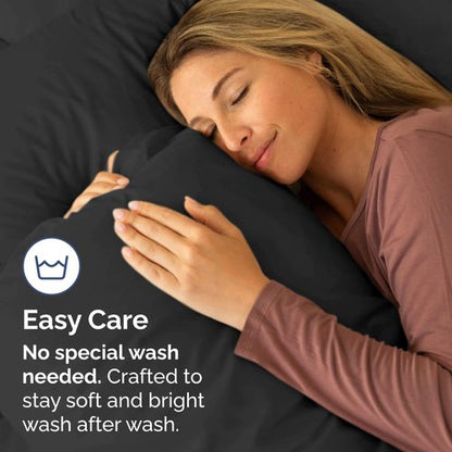 King Pillow Cases Set of 2 - Ultra Soft Hotel Quality Pillowcase Covers - Comfy, Cozy & Wrinkle Free - Shrinkage, Stain and Fade Resistant - Machine Washable Pillow Protectors - 2 Piece Set - Black