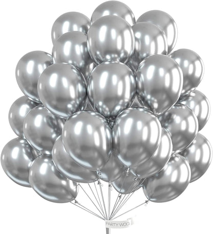 PartyWoo Metallic Gold & Silver Balloons - 100 Pack for Stunning Celebrations