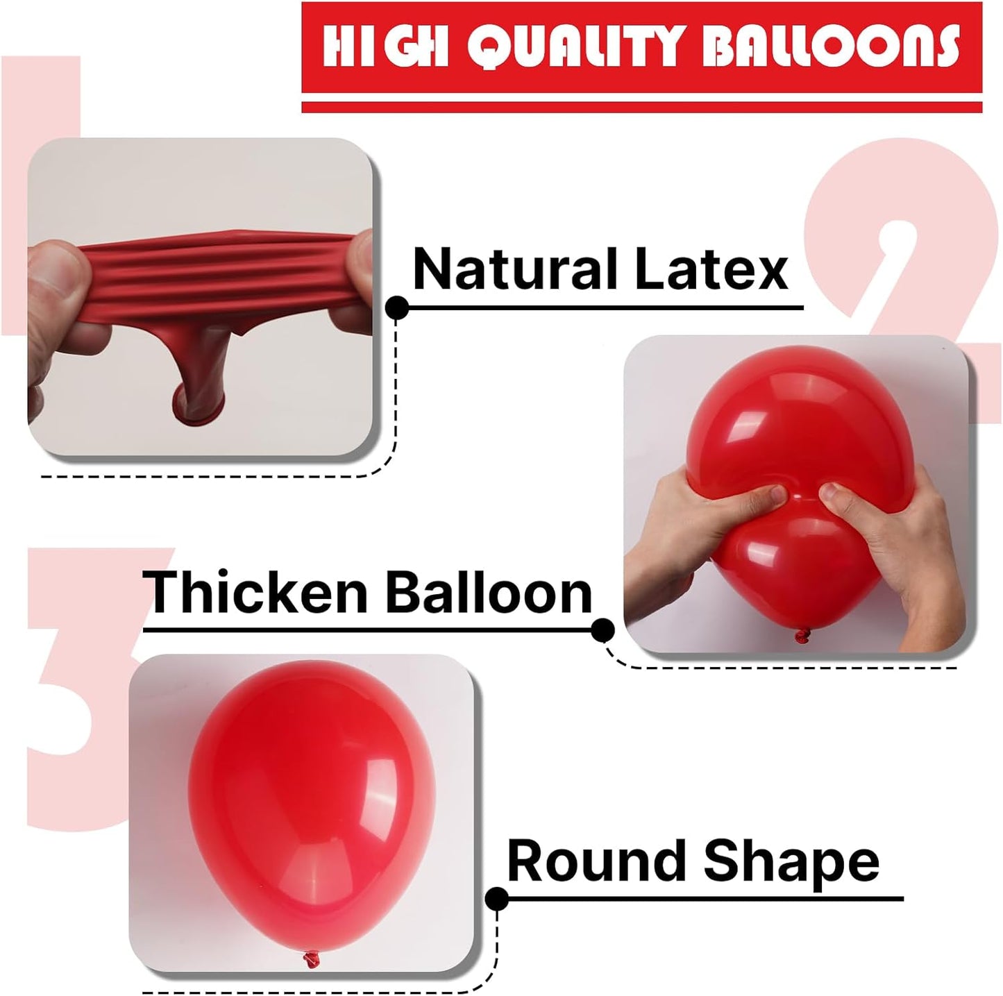 PartyWoo Red Balloons - 120-Piece Arch Kit with Various Sizes for Birthday & Graduation Decor