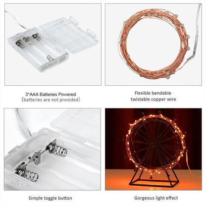 Ariceleo Mini Halloween Fairy Lights - Battery Operated Copper Wire String Lights | 16ft Orange for Bedroom & Party Decor