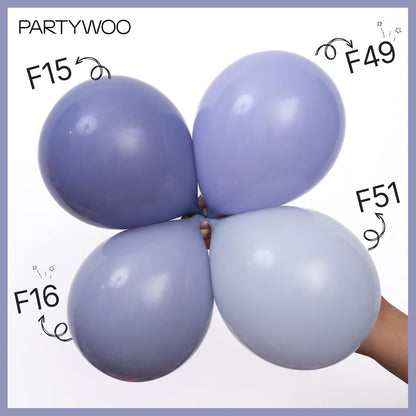 PartyWoo Dusty Blue Balloons - 100-Piece Pack in Various Sizes for Baby Shower & Birthday Decor | Boho Lavender Arch Kit