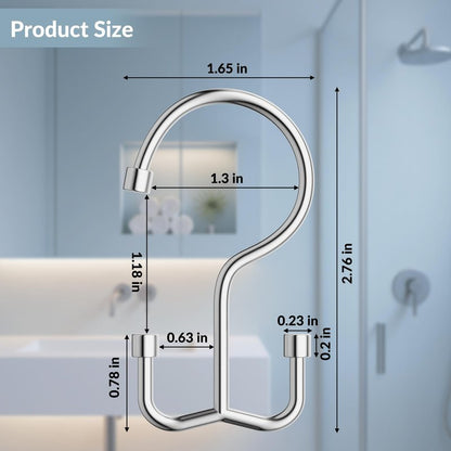 OEH Shower Curtain Hooks, 12 Pcs Shower Curtain Rings, Durable Silver Shower Curtain Hooks Rust Proof, Shower Rings for Curtain, Free Sliding Anti-Drop Double Shower Hooks for Shower Curtain, Chrome