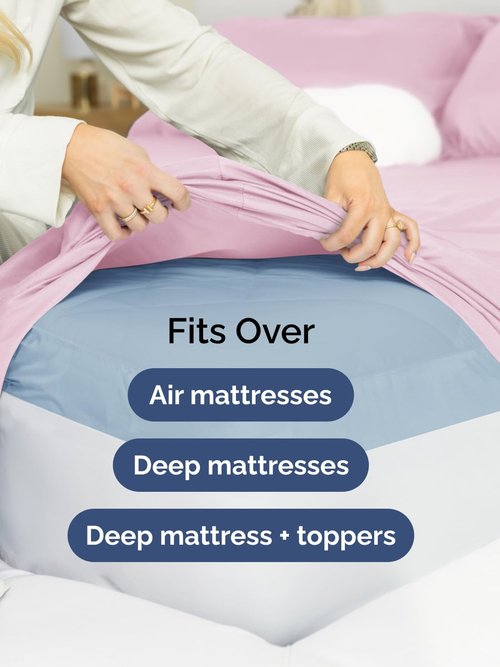 Extra Deep Cal King Fitted Sheet - Hotel Luxury Single Fitted Sheet Only - Easily Fits 18 inch to 24 inch Mattress - Ultra Soft, Wrinkle Free with Extra Deep Pockets - Breathable & Comfy - Light Pink