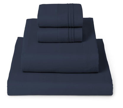 Mellanni King Sheets Set - 4 PC Iconic Collection Bedding - Hotel Luxury, Extra Soft, Cooling Bed Sheets - Wrinkle, Fade, Stain Resistant (King, Navy Blue)