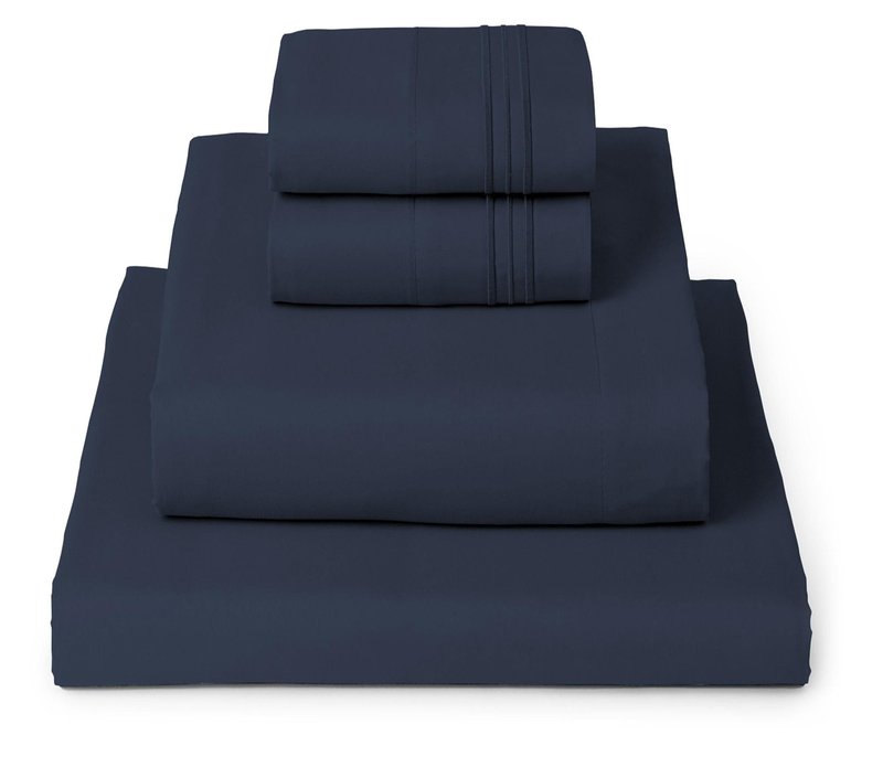 Mellanni Full Sheets Set - 4 PC Iconic Collection Bedding - Hotel Luxury, Extra Soft, Cooling Bed Sheets - Wrinkle, Fade, Stain Resistant (Full, Navy Blue)