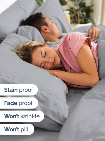 Skiennix Extra Deep Twin Sheet Set - 4-Piece Breathable Cooling Bedding - Soft, Wrinkle-Free Steel Blue
