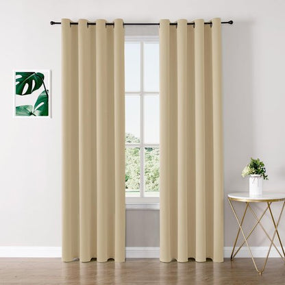 ChrisDowa Blackout Curtains - Thermal Insulated Room Darkening Grommet Panels, 52 x 102 Inch, Biscotti Beige