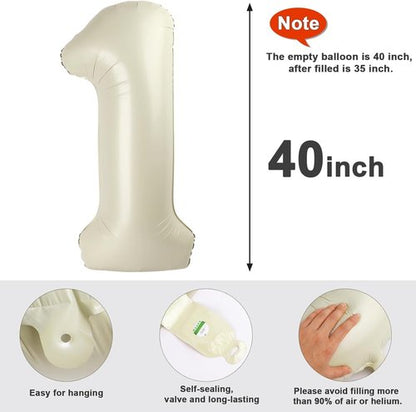 15 Inch Cream Foil Number Balloons by [Brand Name] - 40 Inch 15th Birthday Decorations