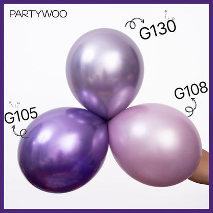 PartyWoo Purple Balloons - 140-Piece Lilac & Metallic Balloon Pack for Birthday & Party Decor | 18", 12", 10", 5" Sizes