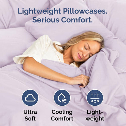 Skiennix Queen Pillow Cases Set of 4 - Ultra Soft Hotel Quality - Wrinkle Free & Fade Resistant - Light Lavender