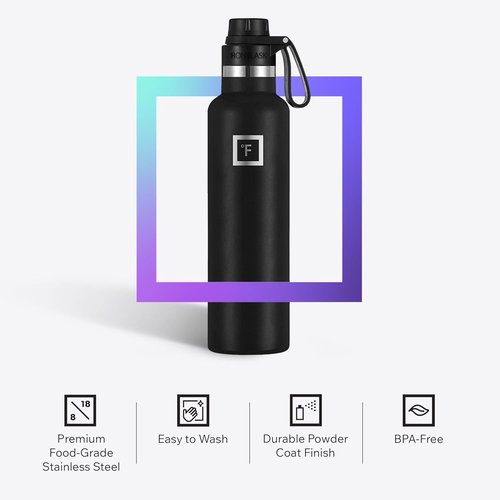 IRON °FLASK Insulated Stainless Steel Water Bottle - 24 oz Camping & Hiking Flask - Aurora Color