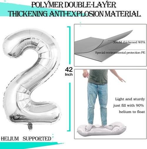 GOER Jumbo 42-Inch Number 25 Balloons - Silver Foil Helium Decorations for 25th Birthday Party