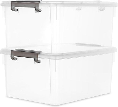 ITYLIFE 17 QT Stackable Plastic Storage Bins - Latching Lids for Organized Garage, Closet & Kitchen | 2 Pack