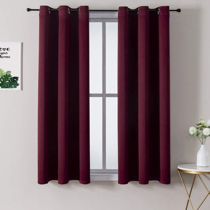ChrisDowa Small Window Curtains - Thermal Insulated Grommet Room Darkening Panels, Burgundy (2 Panels, 29 x 40 Inch)