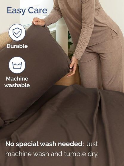 Extra Deep Full Sheet Set - 6 Piece Breathable and Cooling Sheets - Hotel Luxury Bedding for Women, Men, Kids & Teens - Easy & Secure Fit - Soft, Wrinkle Free and Comfy - Extra Deep Pockets - Brown
