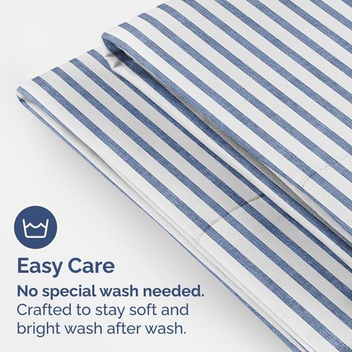 King Pillow Cases by [Brand Name] - Ultra Soft Hotel Quality Covers | Wrinkle-Free & Fade Resistant - 2 Piece Set in Blue Stripes