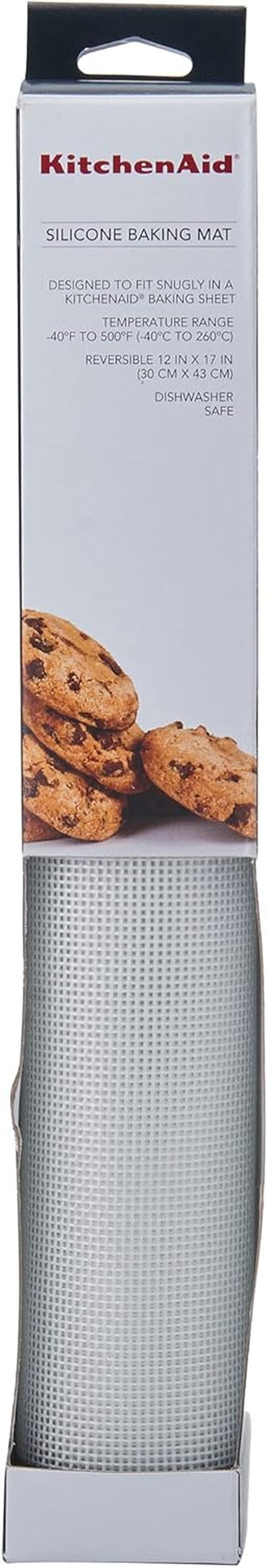 KitchenAid Silicone Baking Mat - Large 12x17-Inch Gray Design for Easy Baking