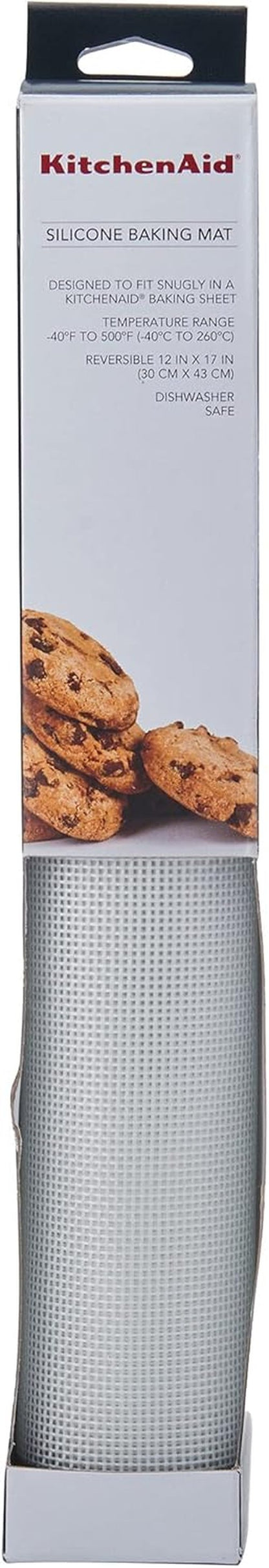 KitchenAid Silicone Baking Mat - Large 12x17-Inch, Durable & Non-Stick Gray Surface