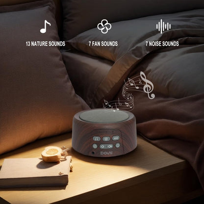 White Noise Machine - Soothing Sleep Sound Therapy with Timer & Memory Function | Brown Wood Grain