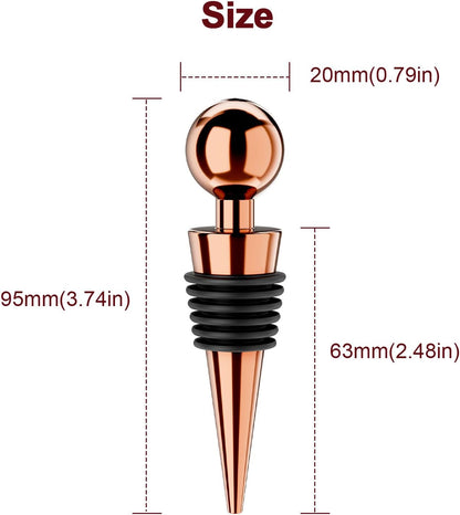 Wine Stoppers for Wine Bottles 3Pcs Vacuum Wine Bottle Stopper with Silicone Reusable Wine Corks, Leak proof Keep Fresh Suitable for Standard (Goldrose, 3 Pack)