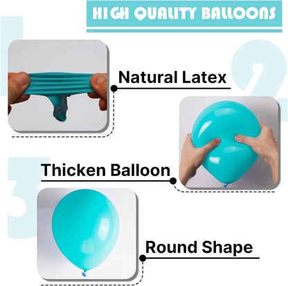 PartyWoo Teal Balloon Arch Kit - 140pcs in 5, 10, 12 Inch Sizes for Baby Showers, Graduations & More