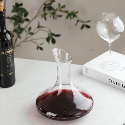 Wine Decanter, 1100ml /37.2oz Red Wine Decanter, Hand Blown Lead-Free Crystal Wine Carafe, Small Decanter for White and Red Wine, Elegant Design Easy Pour, Wine Gifts for Christmas