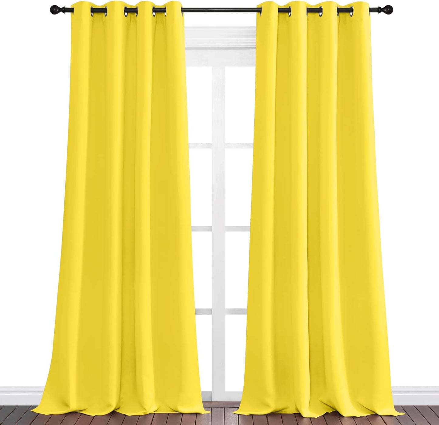 NICETOWN Bright Yellow Curtains - 102" Long, 55" Wide | Sound Reducing, Heat & Cold Blocking Panels for Modern Spaces