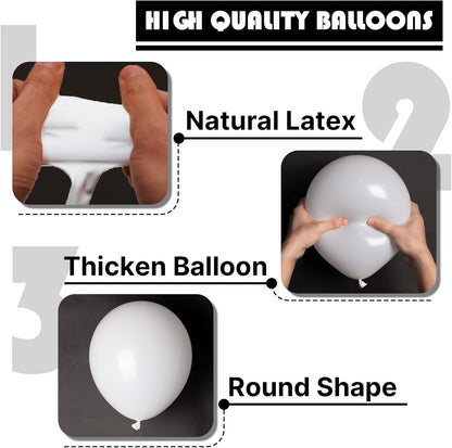 PartyWoo White Balloons - 100 Pcs 12 Inch Latex Helium Pastel White Balloons for Celebrations