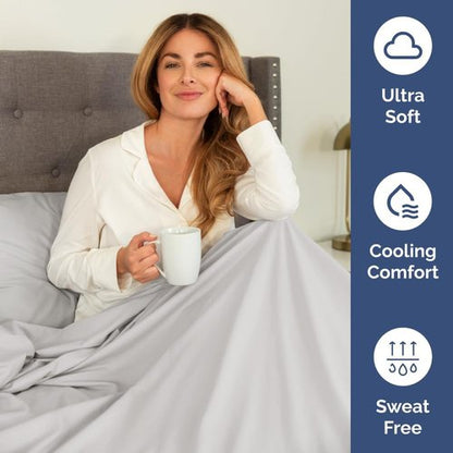 Flex Top Split Head King Sheet Set - Comfy, Breathable & Cooling Luxury Bedding - Deep Pockets, Soft French Grey