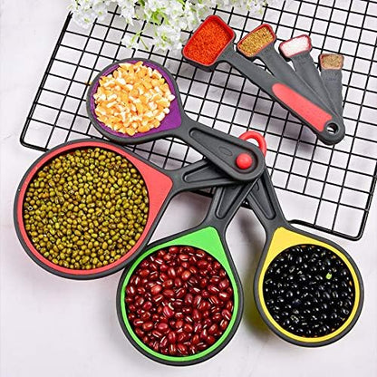 Skiennix Collapsible Silicone Measuring Cups & Spoons - 8-Piece Set for Liquid & Dry Baking | Portable Food-Grade Design