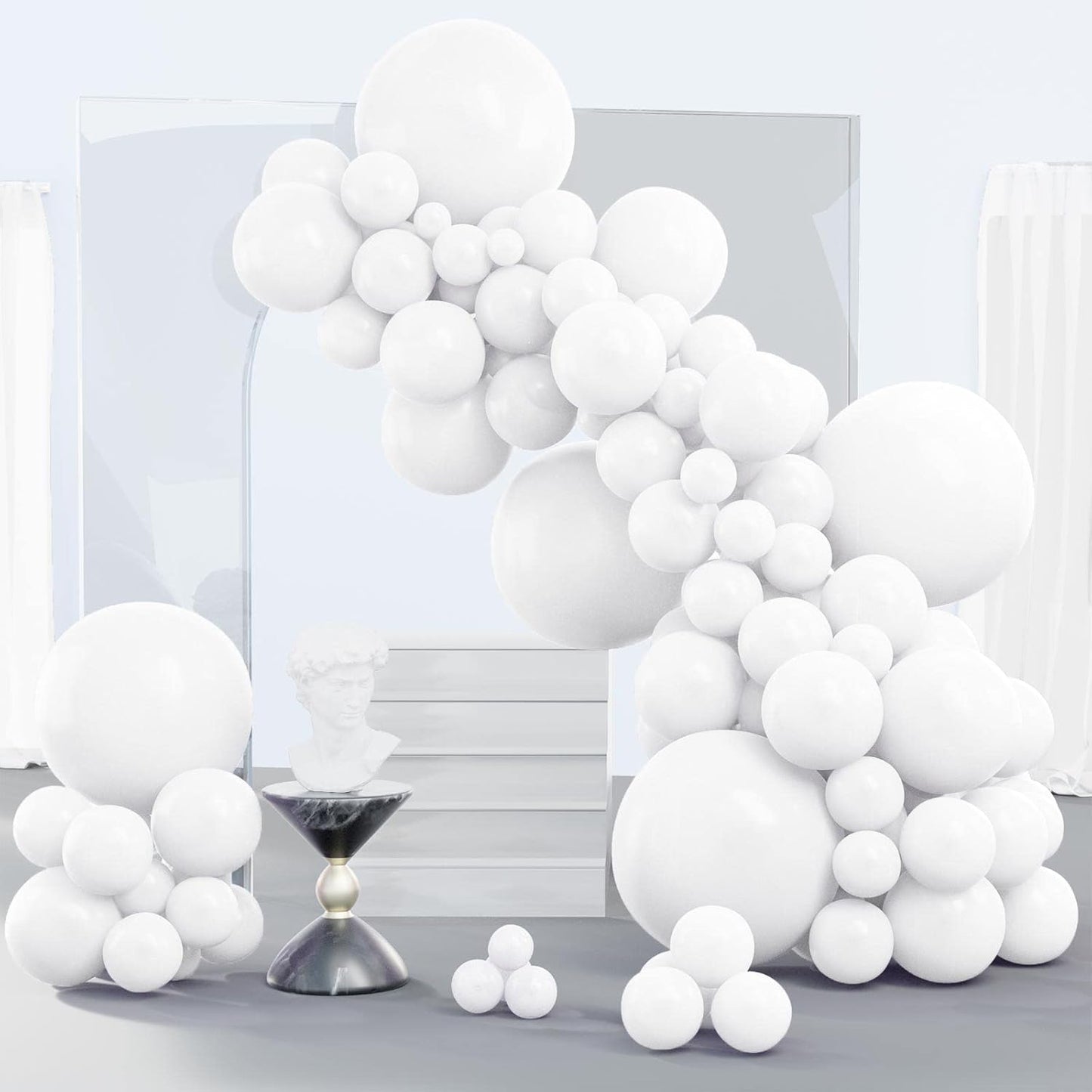 PartyWoo White & Red Balloons - 280 Pcs in 18/12/10/5 Inch Sizes | Perfect for Classic Arch Decor