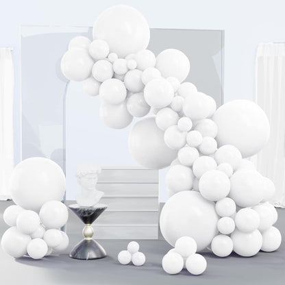 PartyWoo White & Pale Aqua Balloons - 280 Pack for Stunning Celebrations