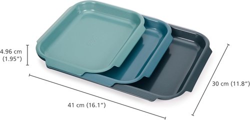 Joseph Joseph Nest™ Bake Non-Stick Baking Sheet Pan Set - 3-Piece Carbon Steel with Easy-Pull Handles | Stackable & Space-Saving Design