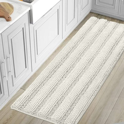 H.VERSAILTEX Bath Mats for Bathroom Non Slip Luxury Chenille Striped Bath Rug Absorbent Non Skid Fluffy Soft Shaggy Rugs Washable Dry Fast Plush Carpet Mats for Bath Room, Tub