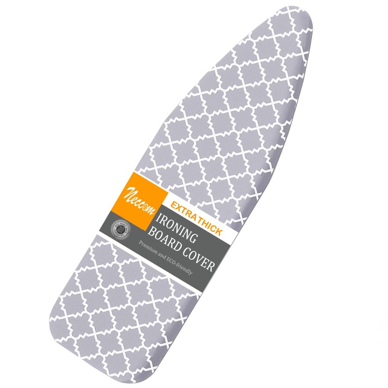 Neccom Ironing Board Cover and Pad Standard Size 15"x54", Resists Scorching and Staining with Elastic Edge Heavy Duty Extra Thick Ironing Padding Cotton Ironing Board Covers