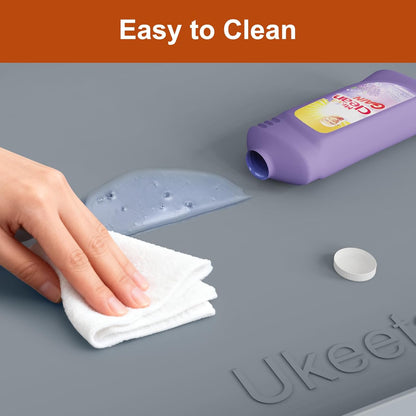 Ukeetap Extra Thick Silicone Mat - Waterproof Under Sink Mat | 34" x 22" for Kitchen & Bathroom Protection - Gray