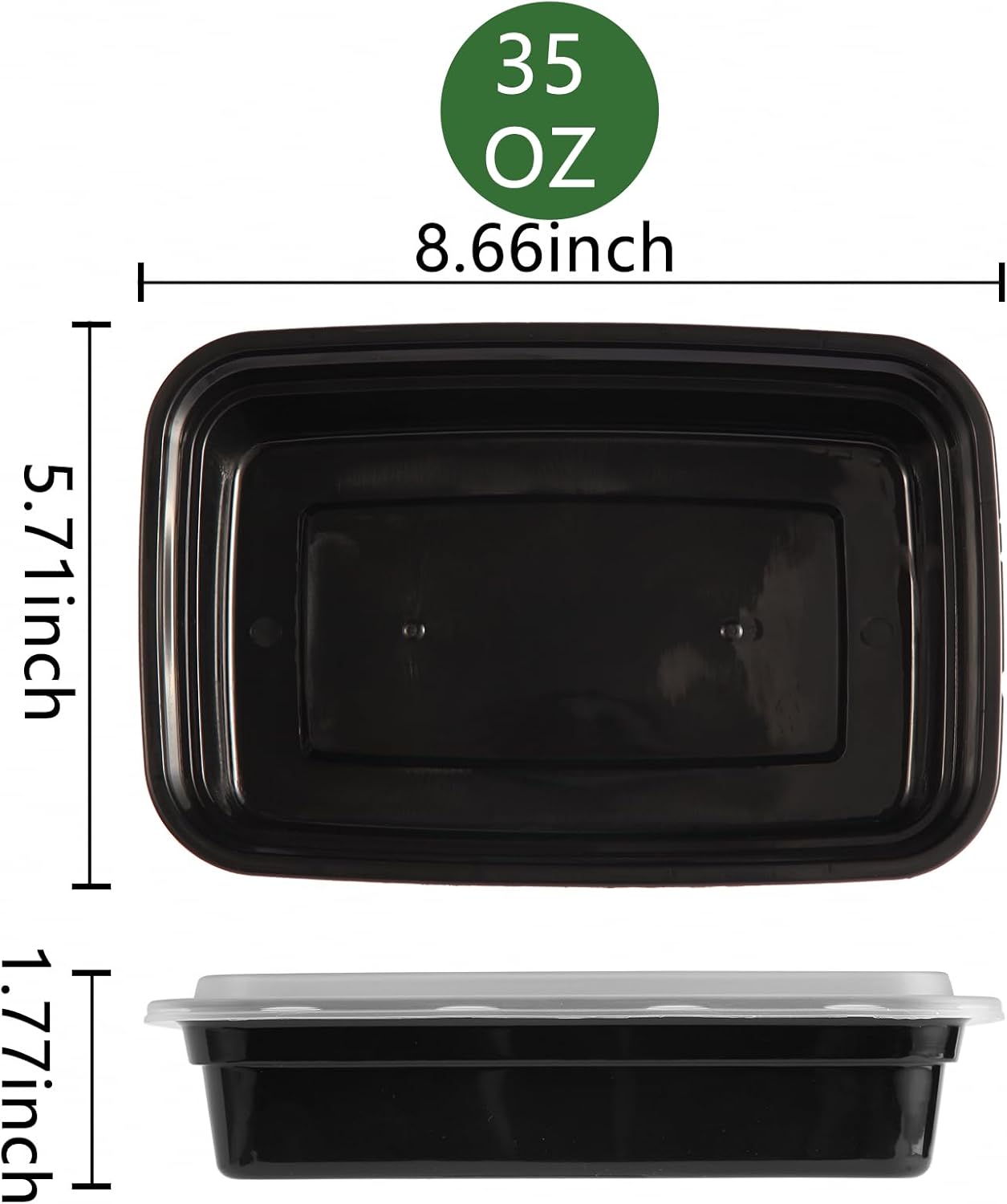 Qewro 10-Pack 35oz Meal Prep Containers - Disposable Food Storage with Lids | Microwave & Dishwasher Safe